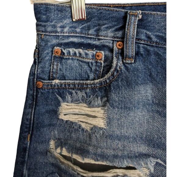 Aeropostale Vintage High Rise Shorty Distressed Denim Jean Shorts Size 6 Reg - Picture 12 of 13